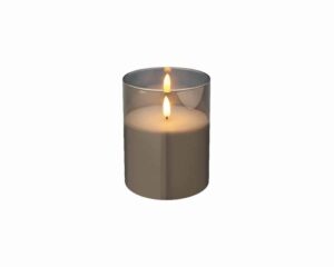 Wide LED Wick Candle In Smokey Grey Jar