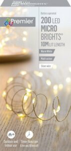 200 Warm White  LED Battery Operated Pin Wire Micro Brights