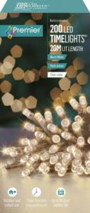 200 Warm White Multi-Action Battery Powered Lights (Clear Cable)