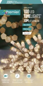 100 Warm White Multi-Action Battery Powered Lights (Clear Cable)