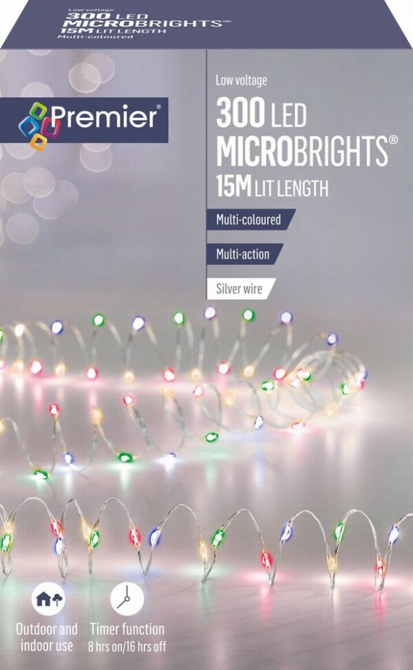 300 LED Multi-Coloured Pin Wire Micro Bright Lights