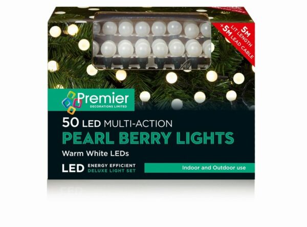 50 Warm White Multi-Action Pearl Berry Lights