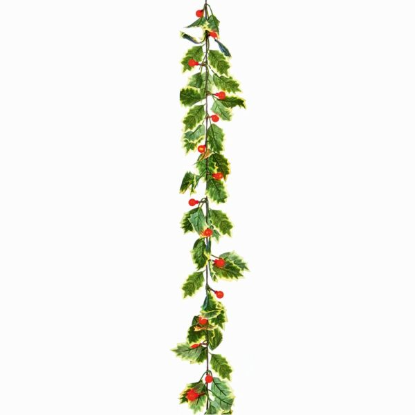 1.8m Battery LED Holly & Berries Garland