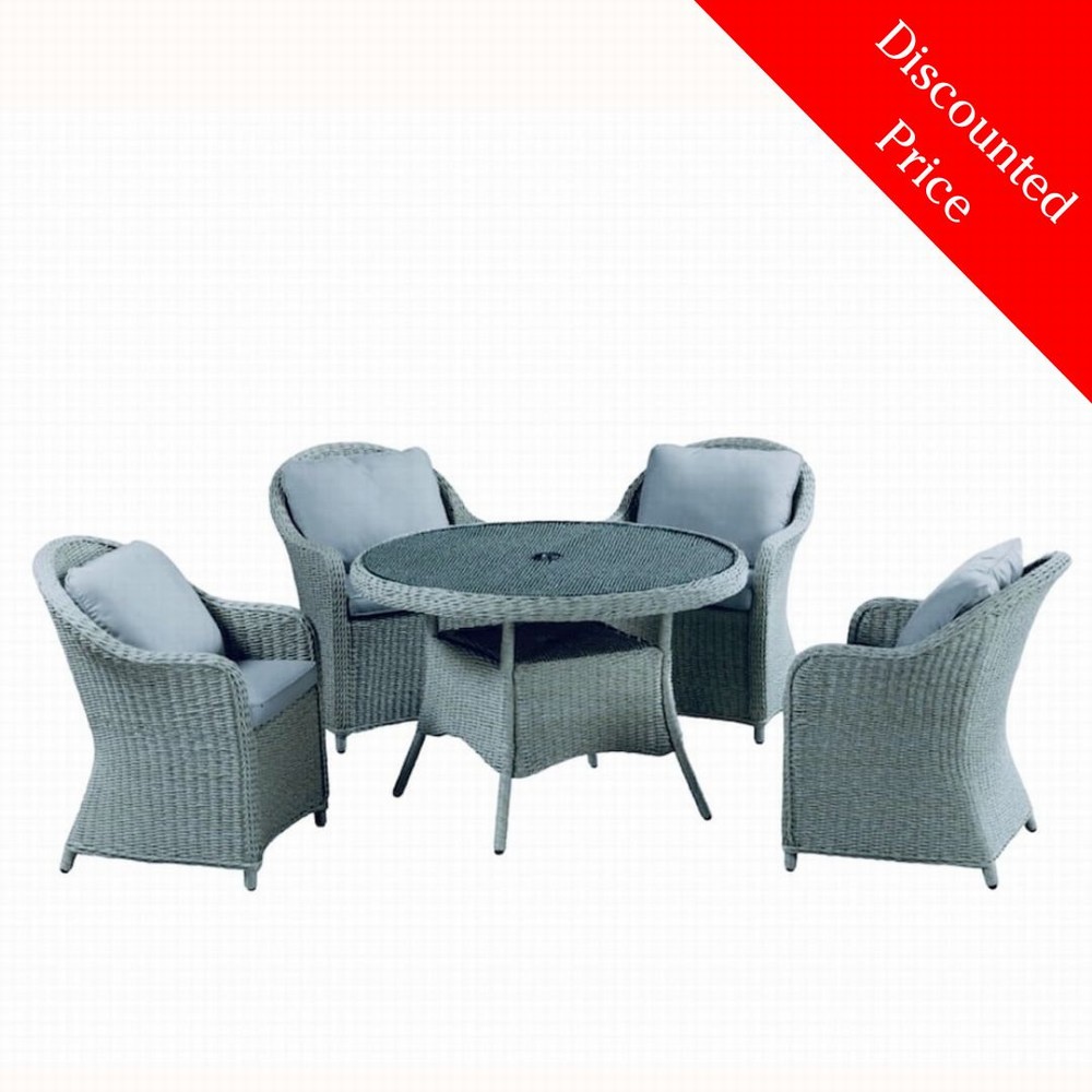 Bellagio 4 Seat Dining Set in Pewter (Ex-Display)