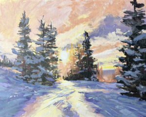 Seasonal Winter Landscapes in Acrylics