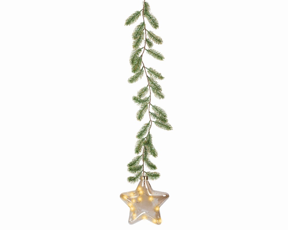 15cm Hanging Lit Amber Star