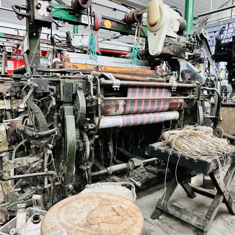 Cotton weaving loom from Bottoms Mill Shop on display in Rigg's Mill and Motor Museum