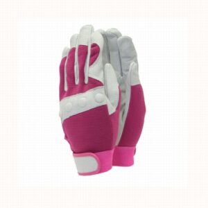 Pink and white gardening gloves