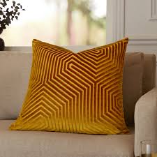 Golden velvet sofa cushion