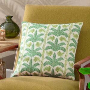 Palm patterned white Cushion