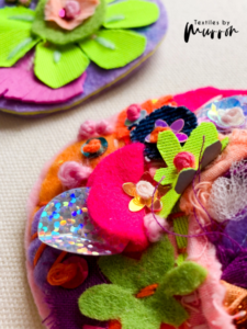 Textile Brooch created at the Textile Brooch Workshop