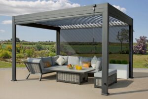 Aluminium Pergola Louvered Roof LED Lights Anthracite 3M X 4M