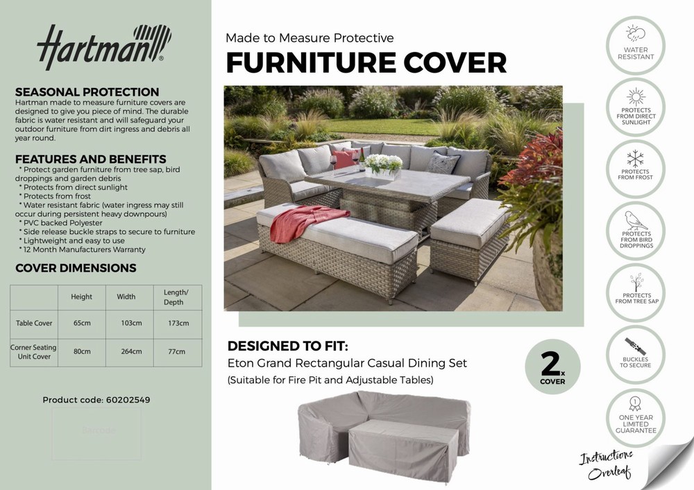 Eton Grand Rectangular Fire Pit Complete Cover Set