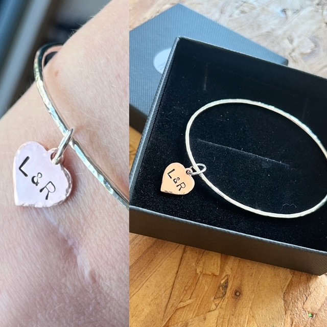 Silver and Copper Charm Bangle