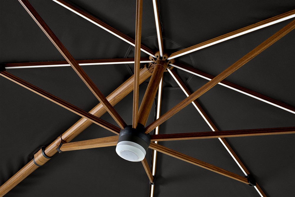 Seychelles 3m Dark Grey Cantilever Parasol with Bluetooth Speaker
