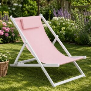 Pink Aliuminium Deck Chair