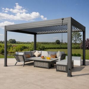 Athena Pergola Louvered Roof LED Lights Anthracite 3M X 4M