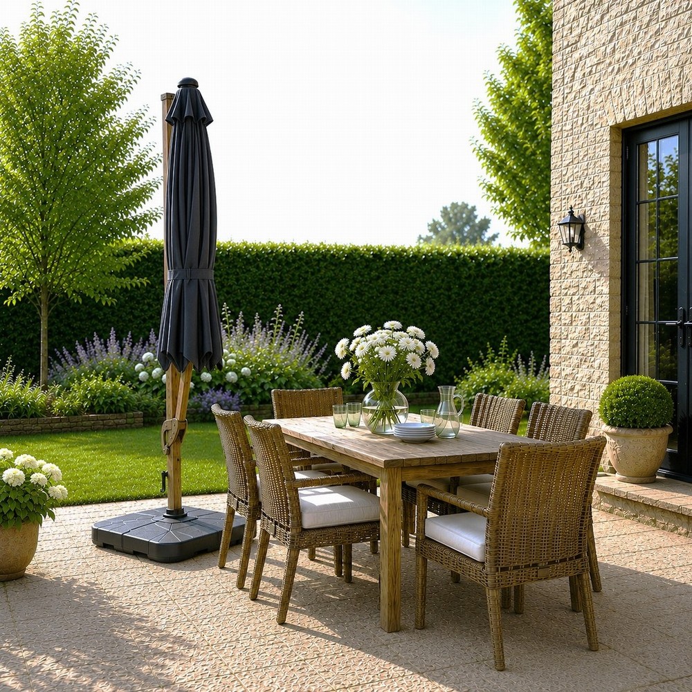 3m Seychelles Dark Grey Cantilever Parasol w/ Bluetooth Speaker