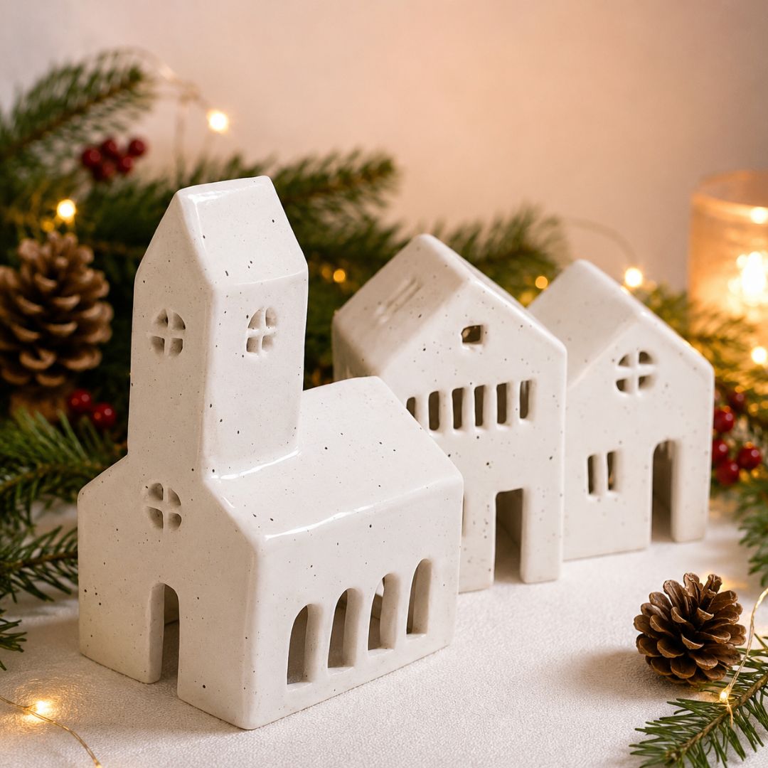 Christmas Clay Village Scene