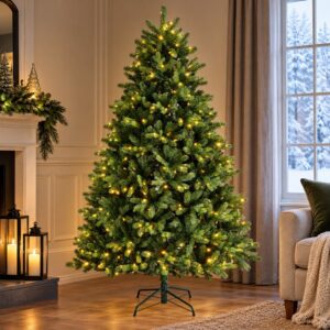 6ft Freiburg Pre-Lit Green Pine Artificial Christmas Tree