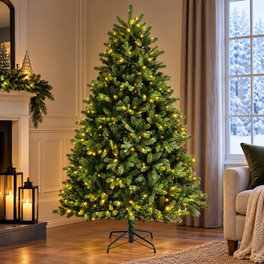 6ft Freiburg Pre-Lit Green Pine Artificial Christmas Tree