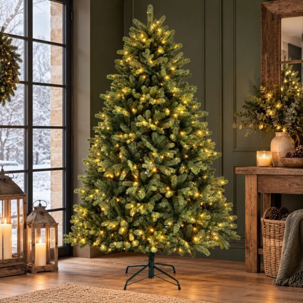 7ft Pre-Lit Freiburg Green Pine Artificial Christmas Tree - Gordon Rigg