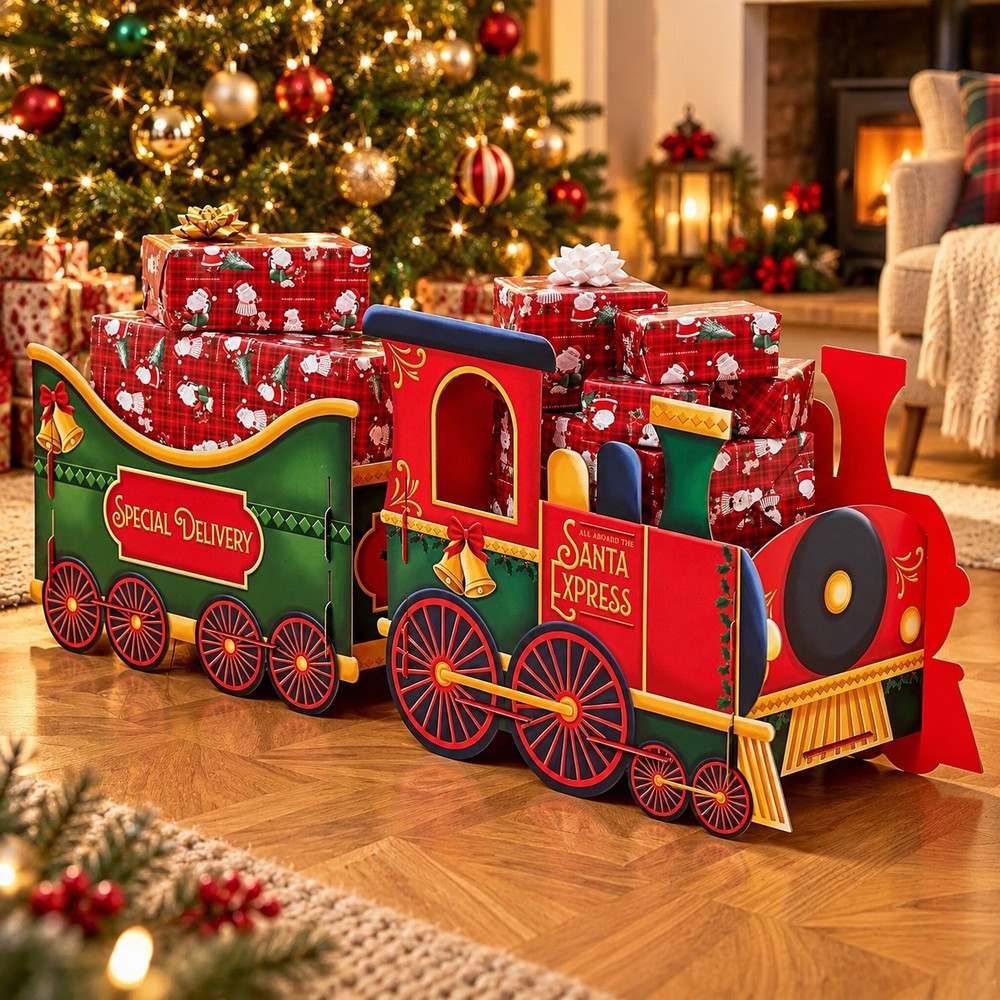 Decorative Christmas Train Gift Box - Large