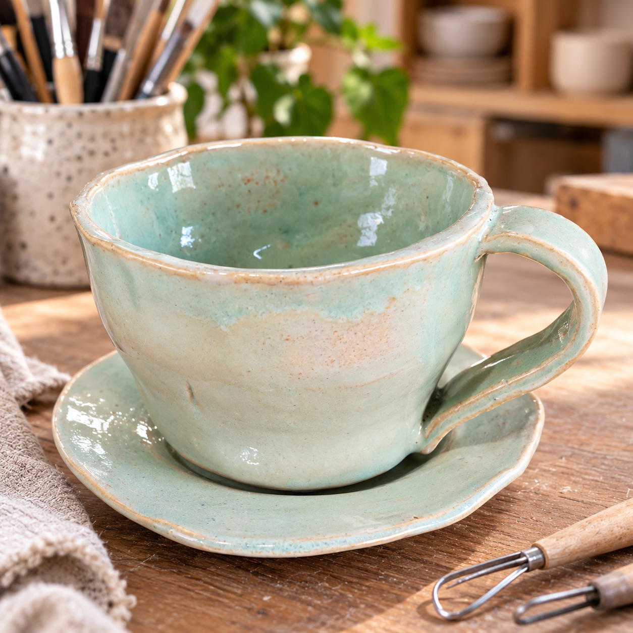 Cappuccino Mug & Saucer – Clay Workshop